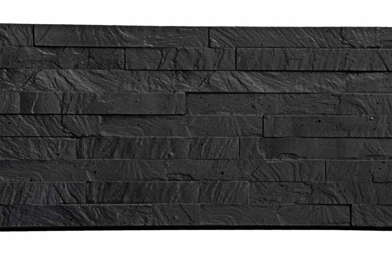 onderplaat met structuur van stapelstenen motief zwart wit antraciet voor houtbetonschuttingen
