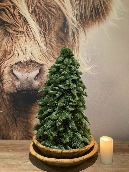 kleine kerstbomen die op een tafel kunnen worden geplaatst